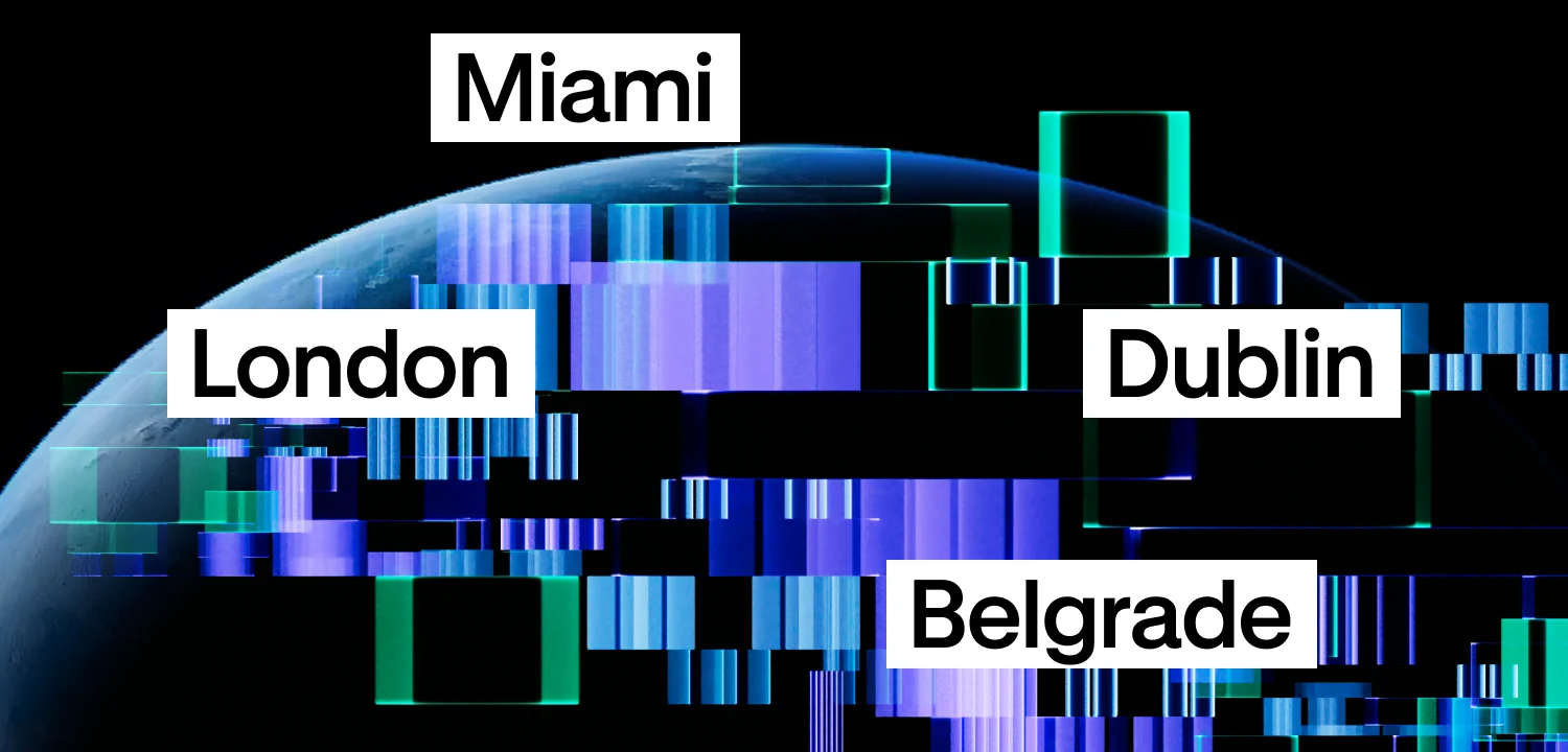 Paysend offices in London, Miami, Dublin, and Belgrade.